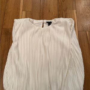 Ann Taylor White Pleated Blouse